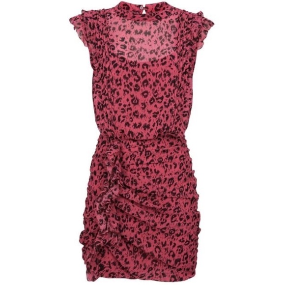 ALL SAINTS 🔹 Hali Roar Ruched Leopard Print Mini Dress - Size 6 - Picture 3 of 16